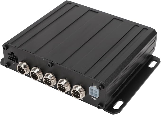 Backup Camera Video Switcher, 4 Channel Parking Camera Video Splitter 4 Input 1 Output DC12V/24V 1080P AHD Backup Camera Image Switch Combiner Box for RV Buses Truck (No Memory