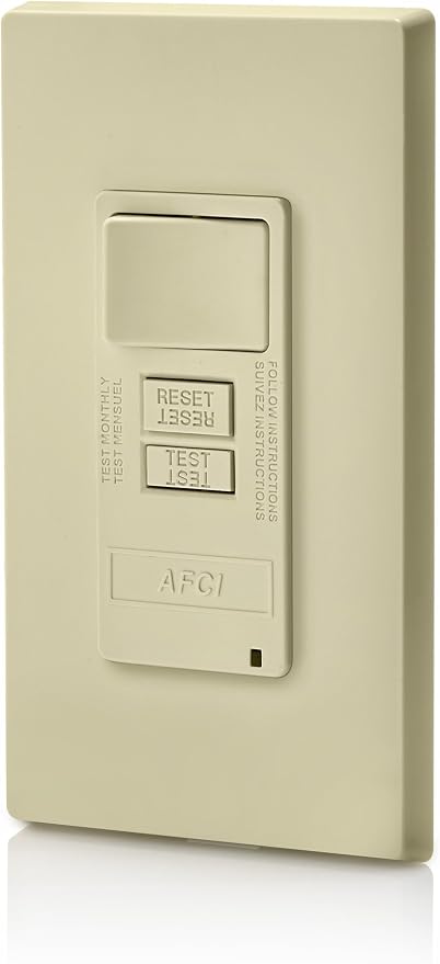 Leviton Combination, 15 Amp, Self Test, LED Indicator Light, AFSW1-I, AFCI/Switch, Ivory
