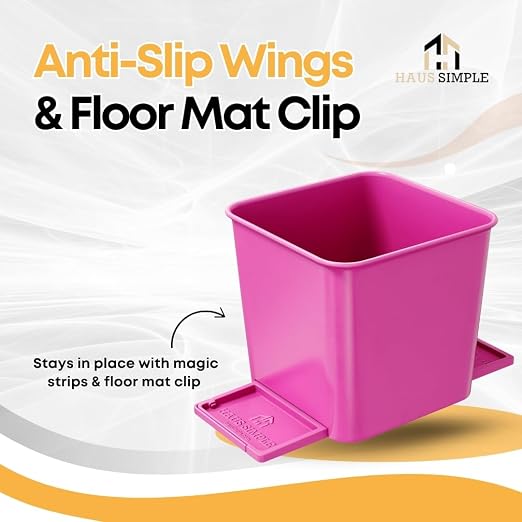 Pink Car Trash Can with Stability Wings | Magic Strip & Clip for Fabric & Rubber Mats – Includes 1 Box of Trash Bags Inside + 6 Extra Boxes (Total of 7 Boxes, 140 Bags) – Compact Garbage Bi