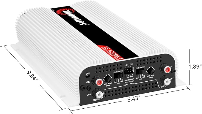 Taramps TS 1200x4 Amplifier Car Audio 1200W RMS 2 Ohms 4 Channels 2 Bridged Channels, Full Range Crossover Fixed RCA/Wire Input - Multichannel Class D