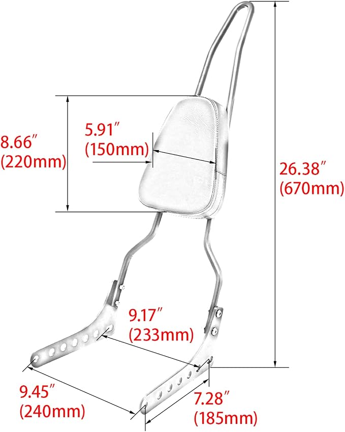 Motorcycle Rear Backrest Sissy Bar Pad For Harley Softail Slim Street Bob Heritage Classic FLSL FLHC FLHCS FLDE FXBB Deluxe 2018-2023