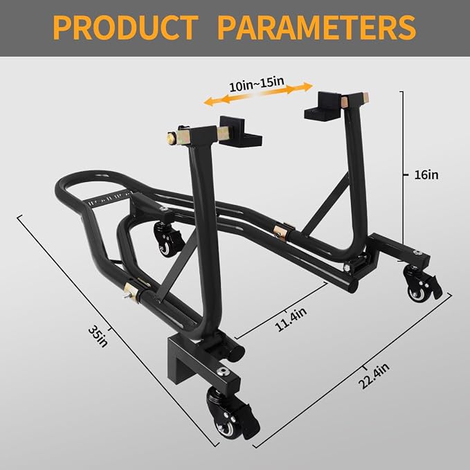 Universal Motorcycle Stand Paddock Rear Lift Combo Bike Wheel Fork Stands Motorcycles Swingarm Spool Adjustable Dismantable 360° Compatible Most for Yamaha Honda Kawasaki Suzuki Black