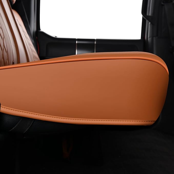Huidasource Fit for Brown Chevy Silverado/GMC Sierra Rear Seat Covers, Thickened Split Nappa Leather Truck Back Seat Cover 2007-2013&2019-2025 1500, 2020-2025 2500HD 3500HD Crew Cab WT LS LT