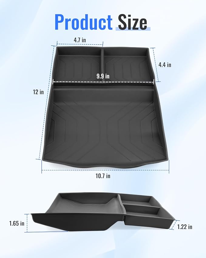 Center Console Organizer Tray Fit for Land Rover Defender 90 110 130 2025 2026, Black Silicone Storage Box Insert for Small Items