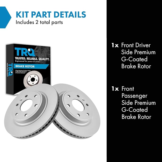 TRQ Front Brake Rotor Set G Coated Vented Compatible with 2008-2017 Buick Enclave 2009-2017 Chevrolet Traverse 2007-2016 GMC Acadia 2017 Acadia Limited 2007-2010 Saturn Outlook