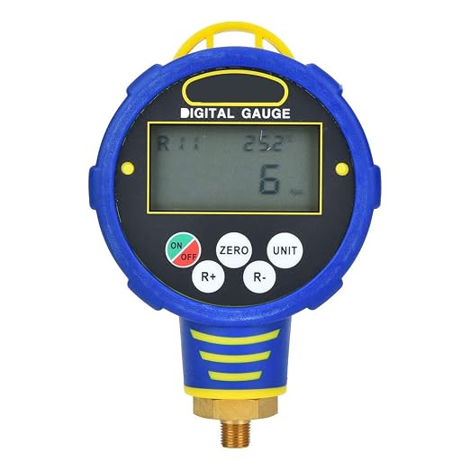 Generic Digital Refrigerant Pressure Gauge, HVAC Vacuum & Low Pressure Tester with 82 Refrigerants Database for Air Conditioning R32 – 1/8 NPT