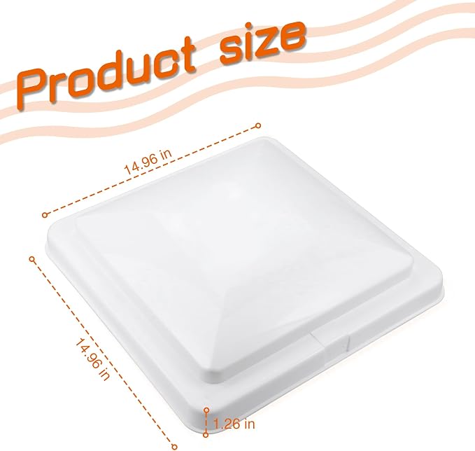 RV Vent Cover 14" Roof Vent Lid for Universal RV, Trailer, Camper, Motorhome Roof Replacement Ceiling Vent Covers, Plastic Square Skylight Cover Liftable, 1 Pack White