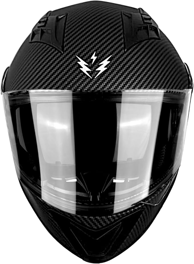 1Storm New Motorcycle Bike Modular Full Face Helmet Dual Visor Sun Shield with Rechargable LED Tail Light: Modular901 Matt Carbon Fiber Black