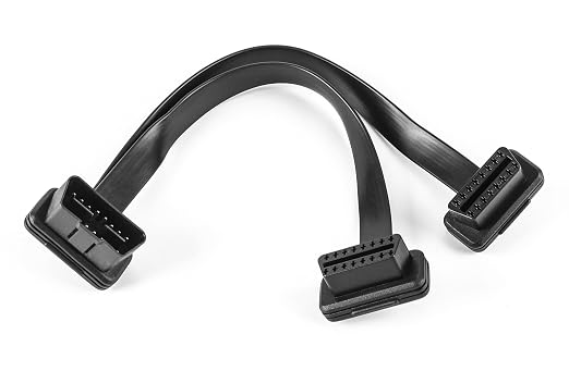 YPP Low Profile OBD 2 Connector 26AWG Thick and Safe Male to Dual Female Flexible Splitter Y Cable 16pins 1ft/30cm for Code Reader & GPS & All OBDii Device