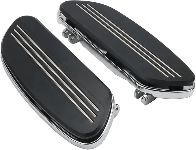 Streamliner Rider Driver Footboards Compatible with Harley Touring Road King, Street Glide, Electra Glide, Road Glide 1986-2024, Softail 1986-2017, FLD 2012-2016 Chrome