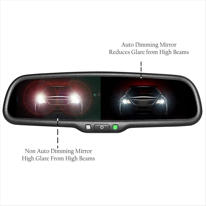Master Tailgaters 10.5" OEM Rear View Mirror with 4.3" LCD Screen + Dimming + Compass & Temperature | Rearview Universal Fit | Auto Adjusting Brightness LCD | Anti Glare | Original Mirror Replacement