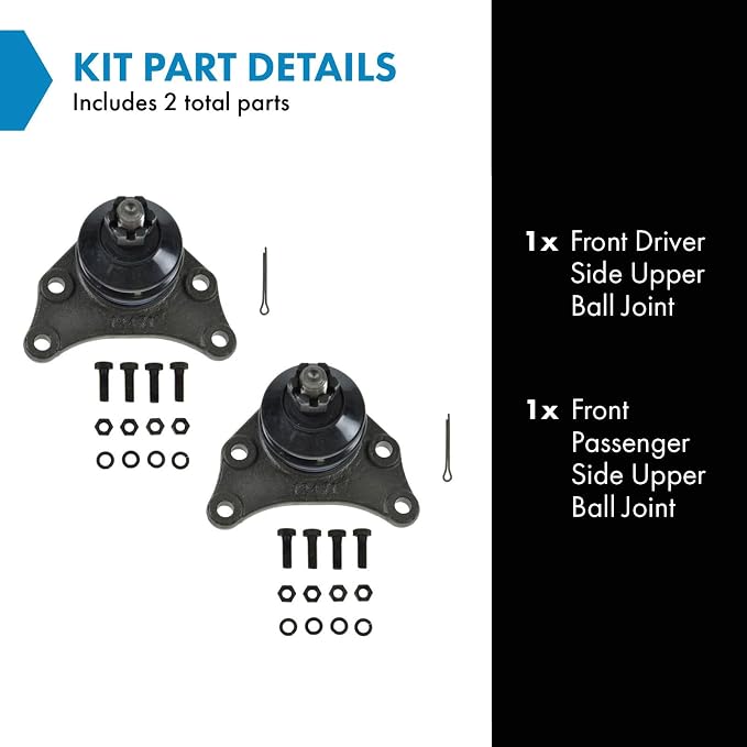 TRQ Front Upper Ball Joint Set Driver and Passenger Side Compatible with 1984-1995 Toyota Pickup 1993-1998 Toyota T100