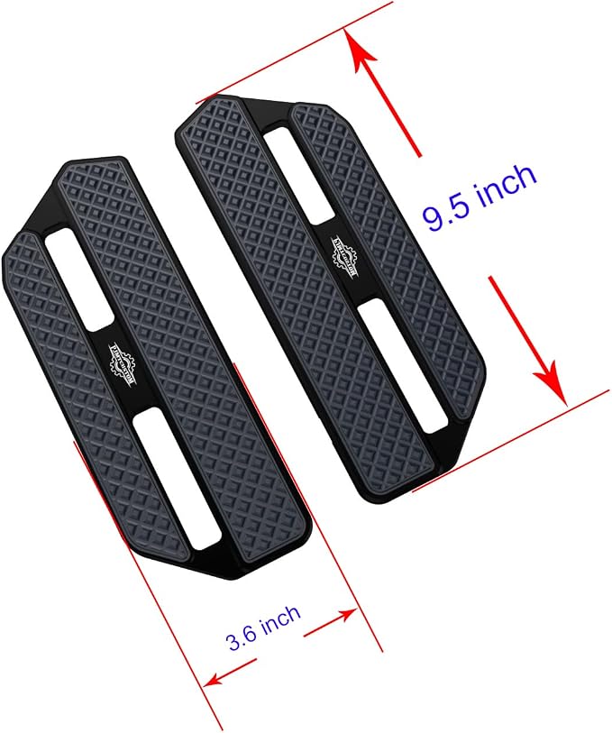 9.5 inch Black Rider's Floor Board Footboard Pedal, Aluminum & Rubber Compatible with Harley Davidson 2024-25 CVO Road Glide ST, CVO Street Glide ST, (Black)