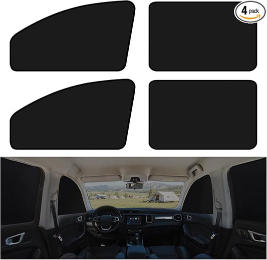 XCBYT Magnetic Car Window Shades 4 Pack - Blackout Side Window Sun Shade for Privacy & Car Camping, 99% UV Blocking Car Window Covers for Side Windows, Heat Protection Travel Shades for SUV Sedan