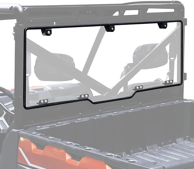 StarknightMT Tool-Less Quick Release Rear Windshield Compatible with 2017-2026 Polaris Ranger XP 1000 / Crew, 1000, 900, Clear PC Back Window with Weather Strip, Rattle-Free