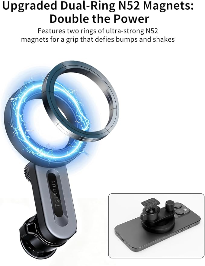 For Toyota Highlander 2020-2025 2022 Interior Accessories,Custom Fit Phone Holder&Magsafe Car Mount,Dual 360°Adjustable,Dual N52 Magnets,Secure&Silent,No Vent Blocking,for iPhone Android,8-inch Screen