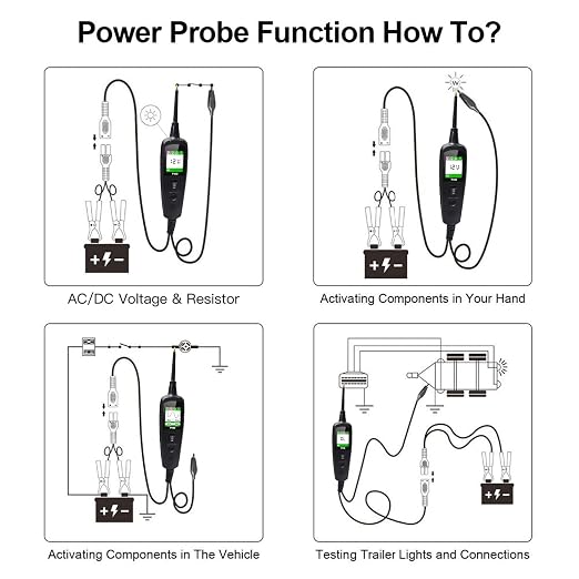 TopDiag P100 Automotive Circuit Tester 12V 24V Tester, Car Electrical Test Tool Kit AC DC Digital Voltage Tester, Auto Diagnostic Kit (P100 10M)