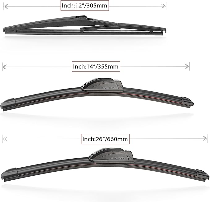Windshield Wiper Blades Replacement for Toyota Yaris 2007 2008 2009 2010 2011 Original Factory Quality Front Rear Wipers Blade Set for My Car - 26" 14" 12" (Pack of 3)
