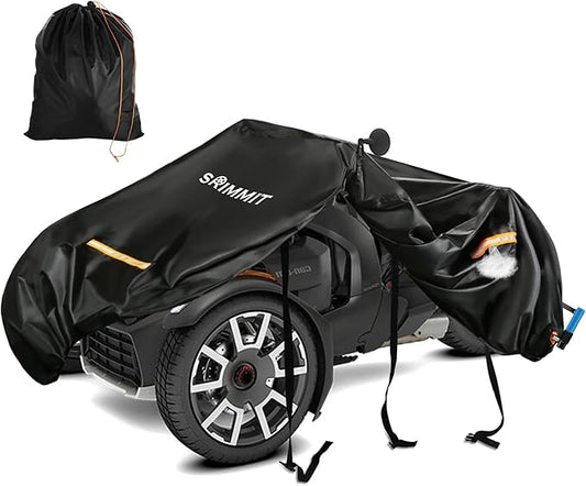Heavy Duty 420D 3-Wheel Motorcycle Full Cover Waterproof, fits 3‑Wheel Motorcycle Models, Suit for Can‑am Ryker 600/900/Sport/Rally Edition,Upgraded Rain Snow Protection Cover with Waterproof Strips