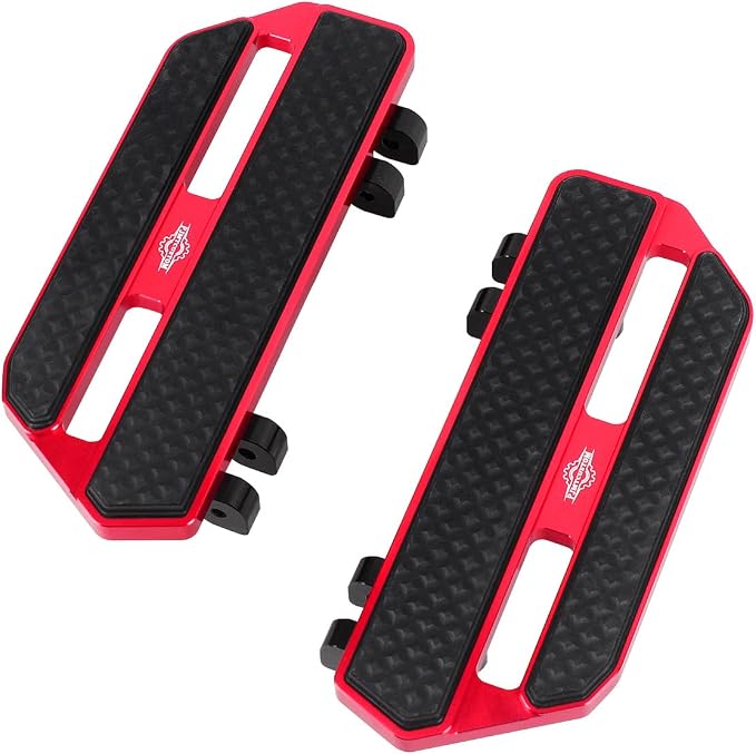 9.5" Long, Smaller Rider's Floor Board Foot Pedal Footboard, CNC Cut Aluminum & Rubber Compatible with 2024,2025 CVO Road Glide ST, CVO Street Glide ST, (Red)