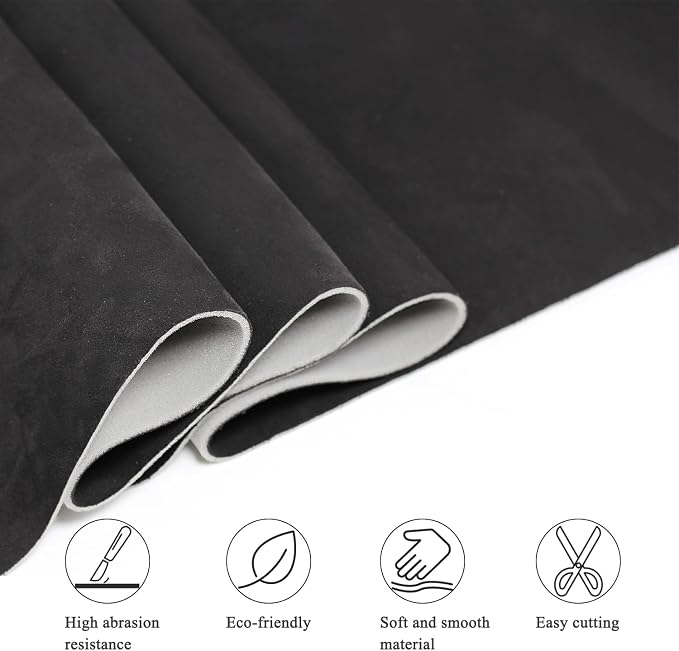 Suede Headliner Fabric with Foam Backing - Black Suede Headliner wrap Interior Material for Car/Truck/SUV/RV Roof, Home Repair/DIY Headliner Material Automotive Headliner Fabric (Black, 96"×60“)