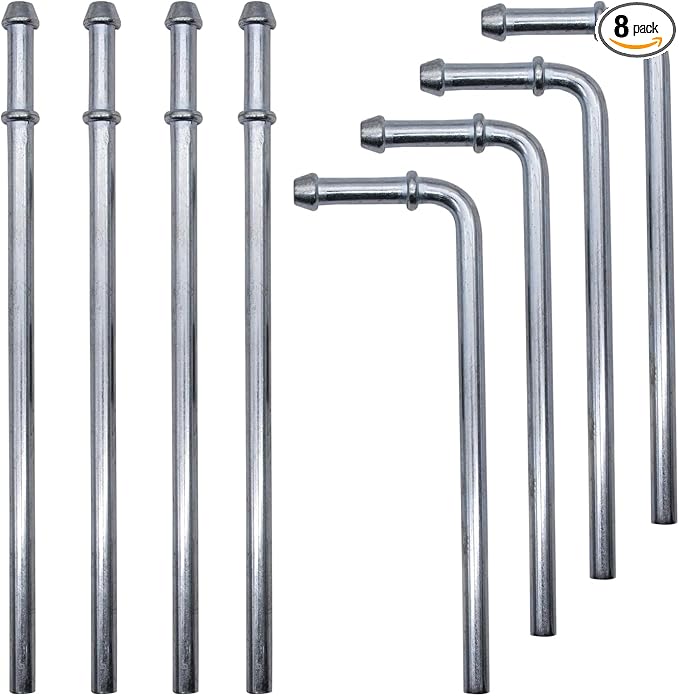 8PCS Exhaust Hanger Rod Set Heavy Duty 3/8"(10MM) Rod 4PCS 90°7.6" Long + 4PCS Straight 10" Long Exhaust Muffler Hanger Mild Steel Zinc Coated Car Automotive Replacement Clamp Flanges Parts