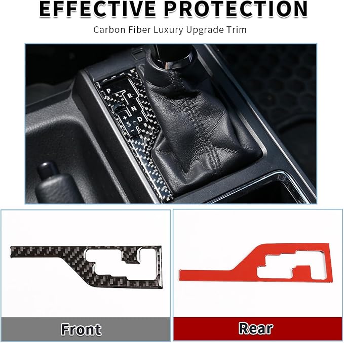 Soft Carbon Fiber Car Center Console Gear Shift Panel Decorative Stickers,for Toyota Tacoma 2016-2020,2PCS (Black)