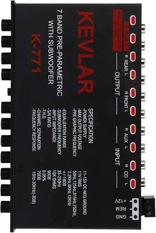 Ecualizador De Sonido Para Carro, Vehicle equalizers Equalizer Car Audio Car Audio Graphic Equalizer Universal Low Pass 7Band Variable Gain Adjustment High Level Input EQ for Stereo System