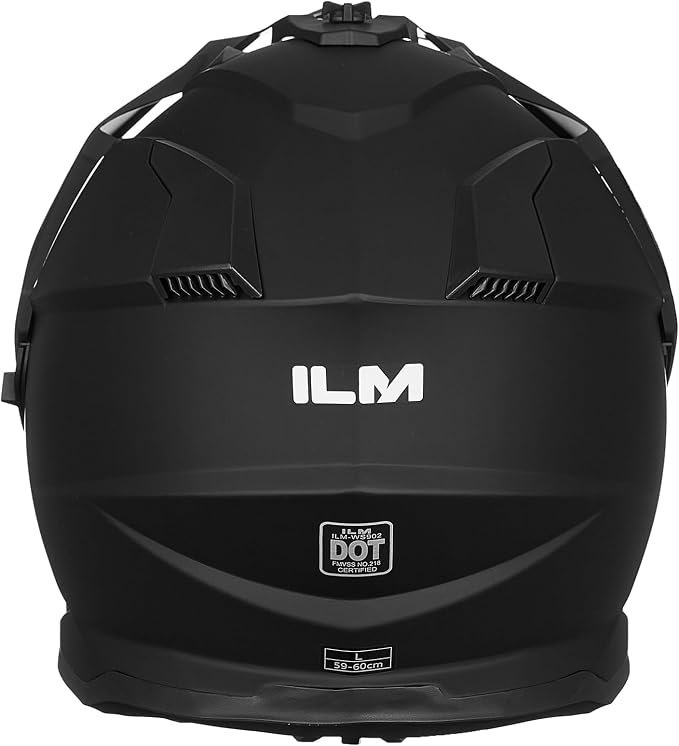 ILM Dual Sport Adventure Motorcycle Helmet with Pinlock Compatible Sun Visor Snowmobile ATV Dirt Bike Off Road Casco Model WS902 (Matte Black, S)