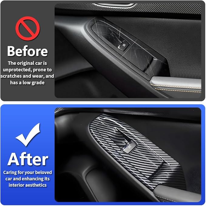 Car Door Power Window Lift Switch Protection Panel for Subaru Crosstrek 2024 2025 2026 Impreza Auto Interior Accessories Armrest Side Pull Handle Trim Cover Carbon Fiber Style