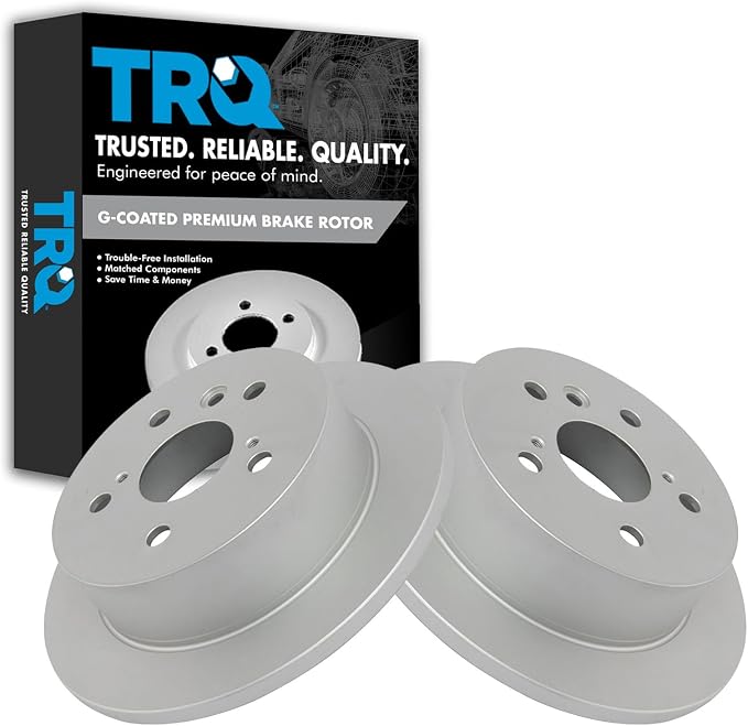 TRQ Rear Brake Rotor Set Coated Compatible with 2002-2003 Lexus ES300 2004-2006 Lexus ES330 2005-2007 Toyota Avalon 2002-2006 Toyota Camry 2004-2008 Solara