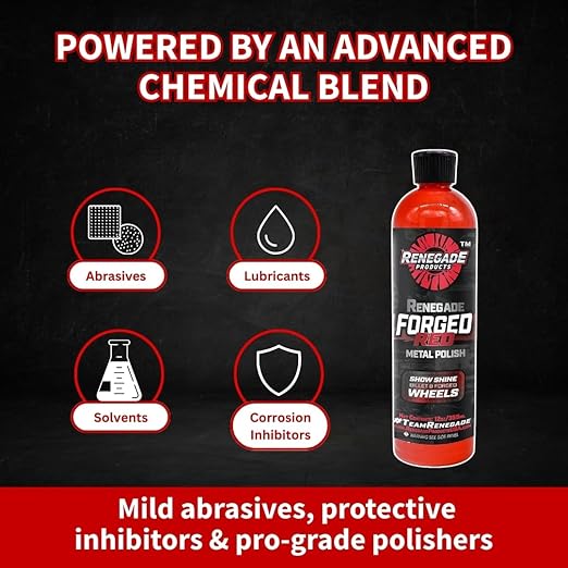 Renegade Products USA - Forged Red - Forged Metal Polish for Billet Wheels & Soft Aluminum, Soft Metal & Forged Wheel Polish, Billet Aluminum Cleaner & Polish, 12oz.