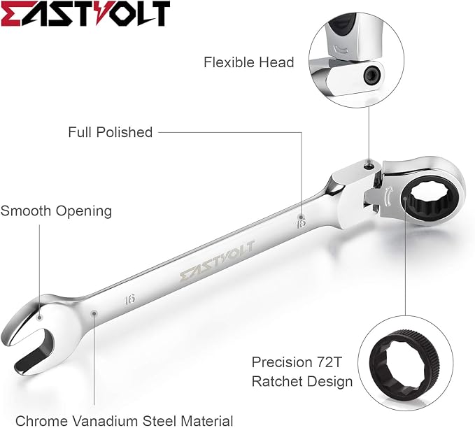 Eastvolt Mechanic Tool Kits (ASK06) and 12-Piece Flex-Head Ratcheting Wrench Set