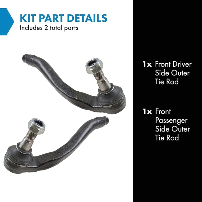 TRQ Outer Driver and Passenger Side Tie Rod Set 2 Piece Compatible with 1998-2003 Mercedes-Benz ML320 1999-2001 ML430 2000-2003 ML55 AMG 2003-2005 ML350 2002-2005 ML500