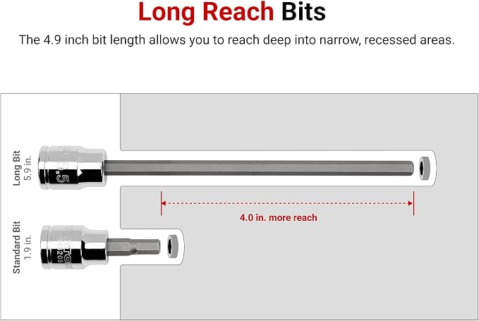 TEKTON 3/8 Inch Drive x 9/64 Inch Long Ball End Hex Bit Socket | SHB12801