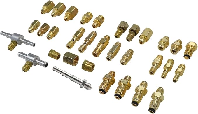 Fuel Injection Pressure Tester Kit 0-140 PSI, Pro Fuel Pressure Gauge with 3 Sizes Fuel Line Fittings (6.30mm/7.89mm/9.49mm) for Car, Truck, Motorcycle