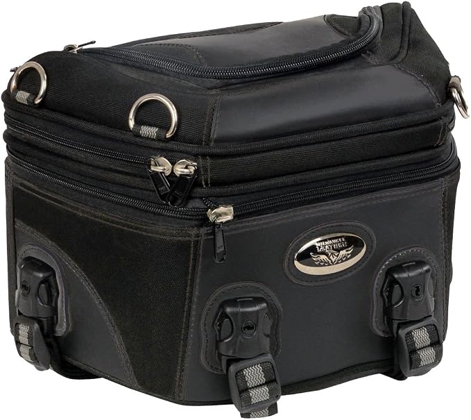 Milwaukee Leather MP8195 Small Black Textile and PVC Motorcycle Travel Rear Rack Bag - Small