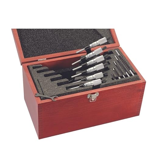 Starrett Outside Micrometer Set with One-Piece Friction Thimble, Satin Chrome Finish and Tapered Frame - Quick and Easy Adjustment, 0-6" Set Range, .001" Graduation - S436.1CXRLZ