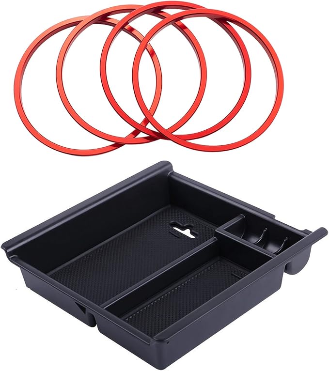 JDMCAR Center Console Organizer and A/C Vent Ring Outer Trim Decoration Covers Compatible with Toyota Tacoma 2016-2021 2022 2023