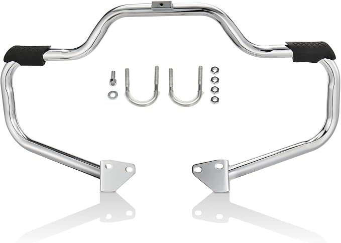 MoKitDora Dyna Engine Guard Highway Rail Mustache Crash Bar 1.25" Fat for Harley Dyna Street Bob FXDB Fat Bob FXDF Low Rider FXDL Wide Glide FXDWG FXDC 2006-2017, Chrome
