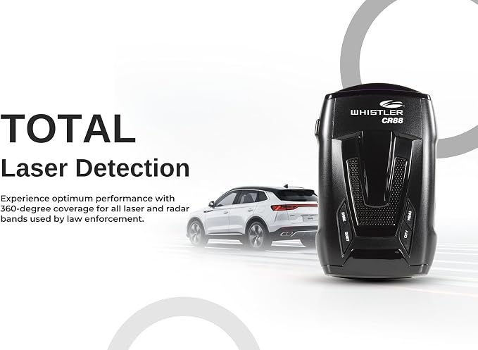 Whistler CR88 High Performance Laser Radar Detector: 360 Degree Protection and Bilingual Voice Alerts,Black