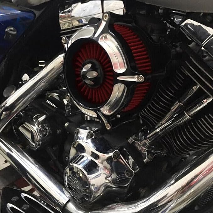 For harley air cleaner filter Sportster Softail Touring street road king glide Dyna for harley davidson air intake filters (Contrast Cut - Red Filter, D-For M8 Touring/Softail 2018-UP)