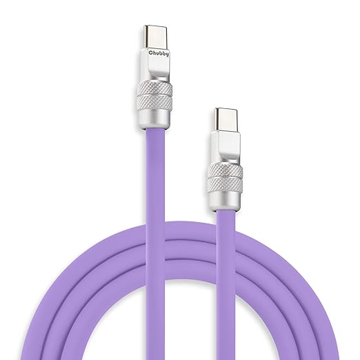 chubbycable Chubby 2.0 USB C 240W Fast Charging Cable Silicone Soft Durable USB C Cable Extra Thick Charger Cord Compatible with iPhone 17-15 Series iPad, Light Purple, Type-C to Type-C, 13.1FT
