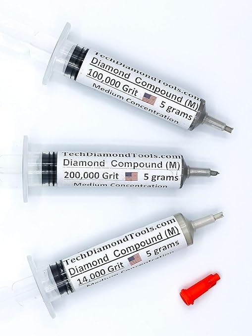 TechDiamondTools Kit of 3 Diamond Polishing Compound Polishing Paste USA Made 14000 100000 200000 Grit for Marble Glass Metal Rock Jewelry Resin Silver Gemstone 25% of Diamond Powder