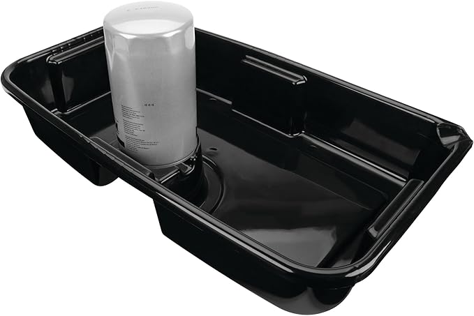 Performance Tool W4079 11-Quart Oil Drain Pan, Chemical-Resistant, Oil Filter Stand, Black