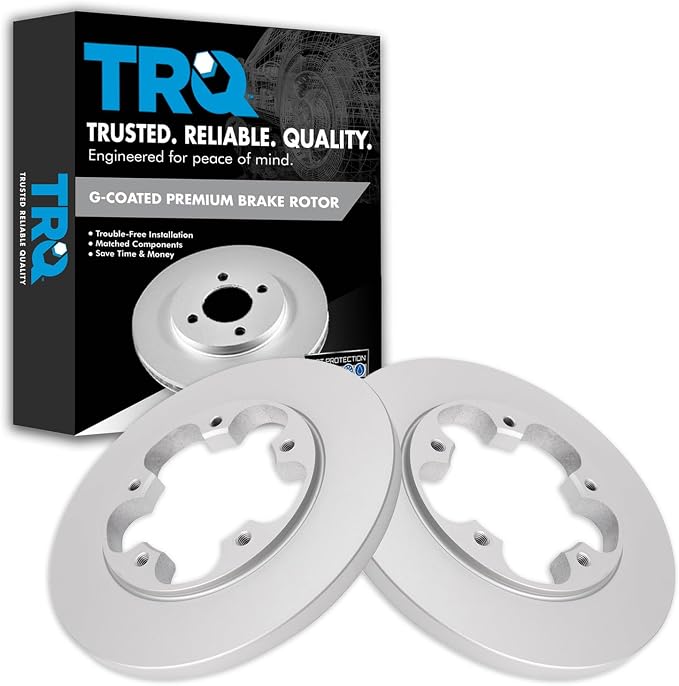 TRQ Rear Brake Rotor Set G Coated Solid Compatible with 2015-2023 Ford Transit-150 Transit-250 Transit-350