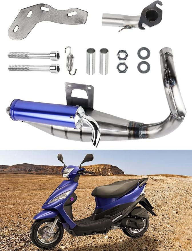 FLYPIG Exhaust W/Expansion Chamber For Honda DIO50 AF18 AF24 AF27 AF28 AF30 Dio Exhaust System Muffler Pipe Elite Sym 50 (Dio SA50 SR50 SK50 SYM DD50 Arnada 50 Dio 50 DD50 Jolie 50)