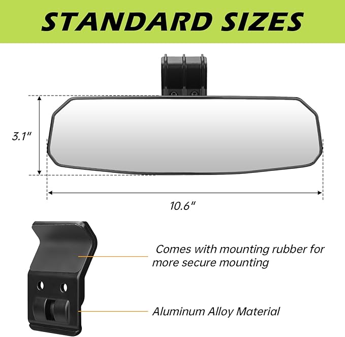 SHEJISI UTV Rear View Mirror Compatible with Can Am Defender HD10 HD9 HD8 HD7 HD5,Polaris Ranger 500 570 900 XP 1000 XP/Crew, No Drilling Modification, Easy Installation, Clear and Large Field of View