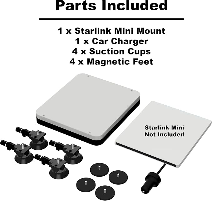 Starlink Mount Ultra-Durable Kit for Campers, RVs, UTVs, Trucks, & Cars | USA Made | Interior and Exterior Vehicle Installation | Hardtop Complete Coverage (Add Car Charger, Mount + Both Options)