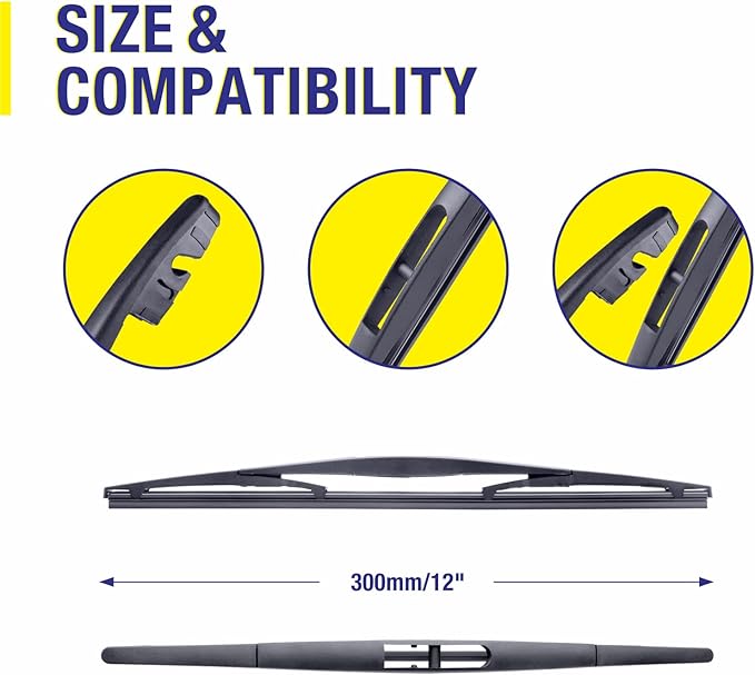 12 inch wiper blade rear wiper blades for my car, Replacement for Honda CRV 2022-2017 Element 11-03 /Jeep Wrangler 21-18 /Outlander 20-07 /Nissan Pathfinder 12-04 Quest 17-11 rear windshield wiper